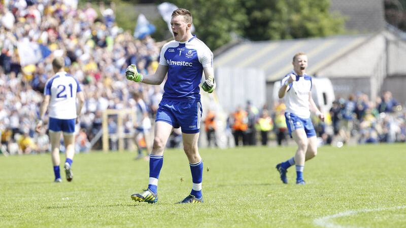 Monaghan&#39;s Rory Beggan and Colin Walshe celebrate their Ulster final win over Donegal  