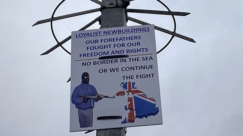 A sinister loyalist sign put up in Newbuildings in Co Derry 
