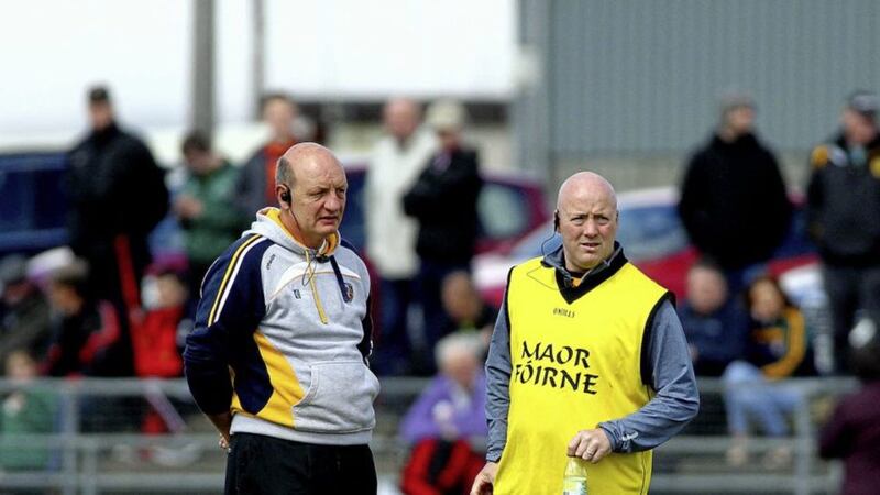 Terence McNaughton (left) and Gary O&#39;Kane will help prepare Antrim for Division 1B in 2018 