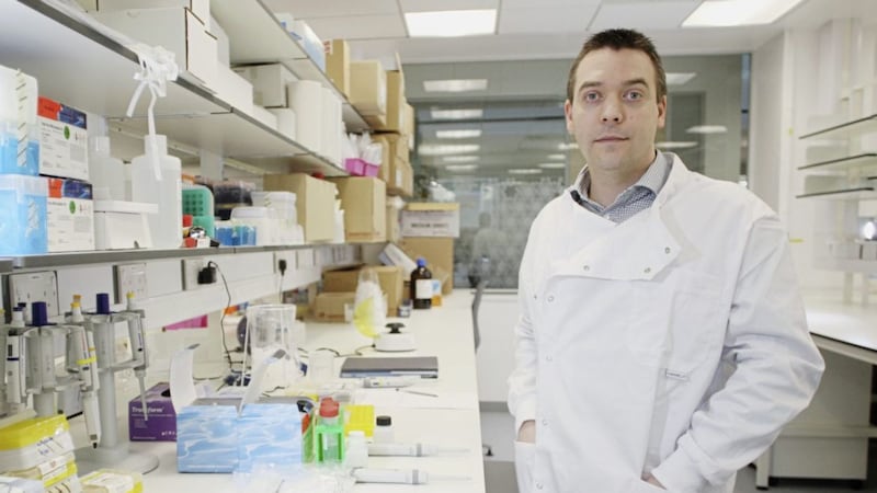Dr Chris Watson in the lab at Queen&rsquo;s University, Belfast  