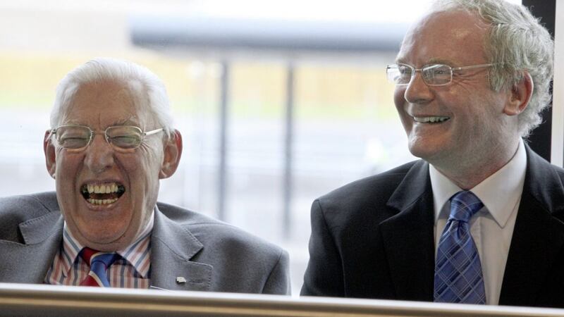 A final chuckle for the Chuckle Brothers, the late Ian Paisley and Martin McGuinness laughing together. Picture by Colm O&#39;Reilly. 