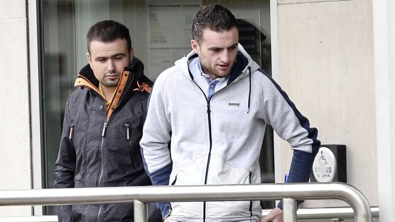 Shane Ward, left and Charles Ward at Newtownards Court on Thursday. Picture by Colm Lenaghan. 