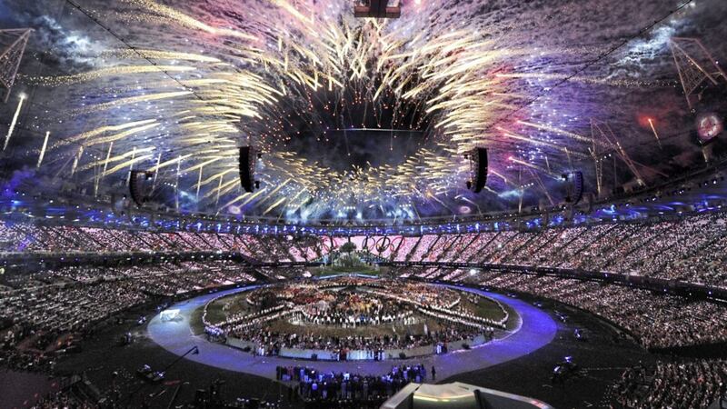 Fireworks mark the opening of the London Olympic Games at the opening ceremony in 2012. 