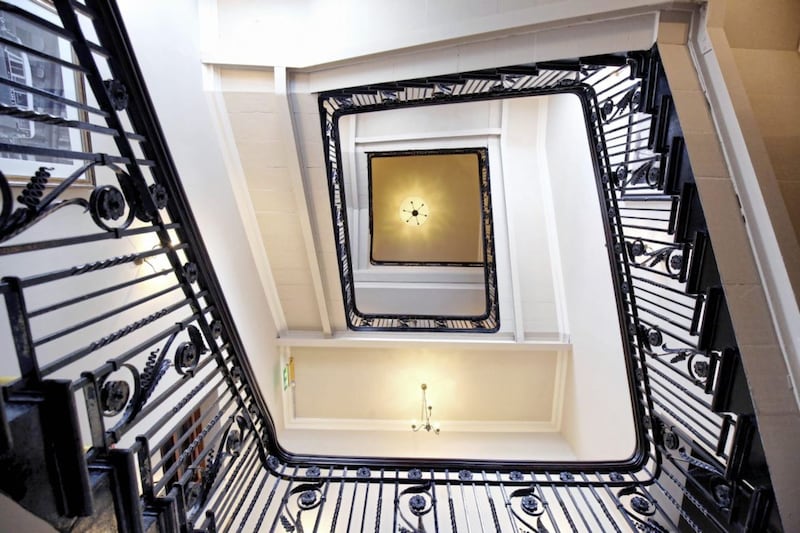 The main staircase in the new Titanic Hotel Belfast . Picture by Darren Kidd/ Press Eye 