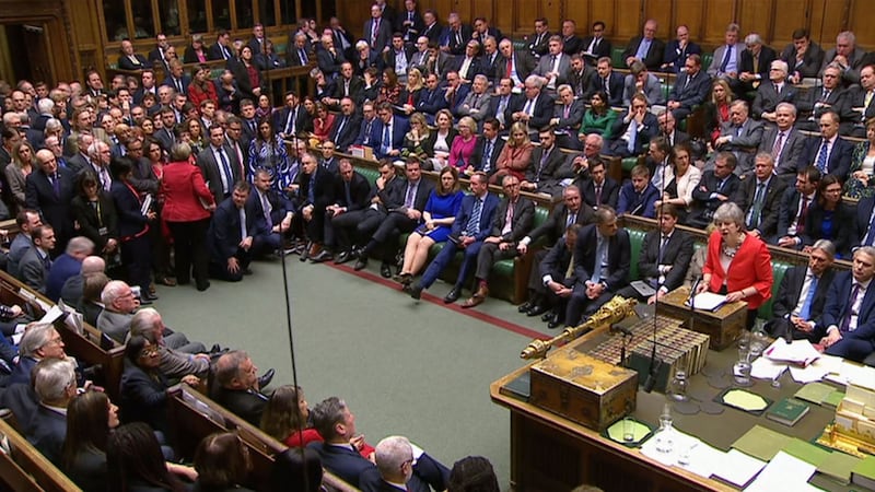 Theresa May speaking in the House of Commons, London, after the British government's Brexit deal was rejected by 391 votes to 242&nbsp;