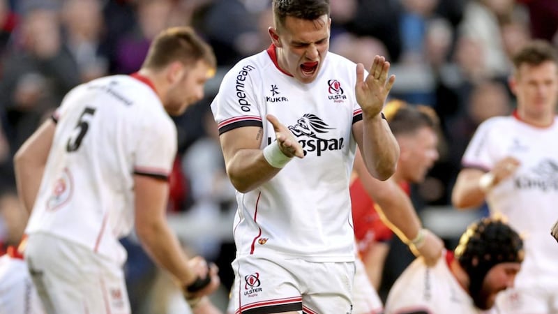 It was quick thinking from James Hume that led to Ulster&#39;s opening score of the game after nine minutes of their URC quarter-final win over Munster on Friday night Picture: James Crombie/Inpho 