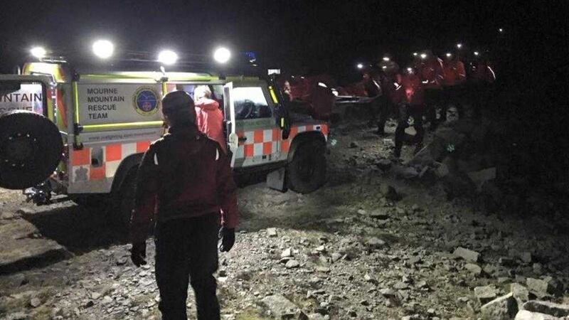 Eleven teenagers on a Duke of Edinburgh expedition were rescued from the Mourne Mountains on Monday evening. Picture by Mourne Mountain Rescue Team 