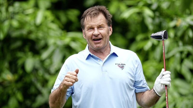 Nick Faldo during the pro-am day ahead of the Betfred British Masters at The Belfry, Sutton Coldfield on Wednesday 