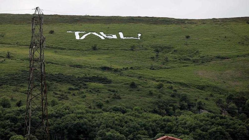 A large advertisement for the TABU nightclub appeared on the hills overlooking Belfast. Picture by Cliff Donaldson 