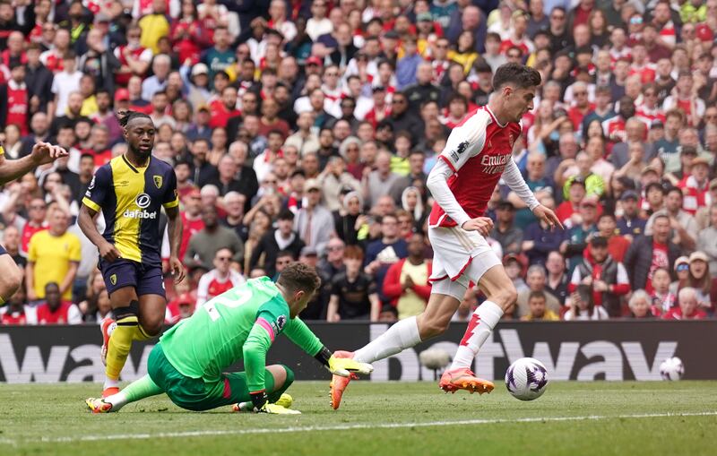 Arsenal’s Kai Havertz won a penalty which Bukayo Saka converted to give Arsenal the lead .