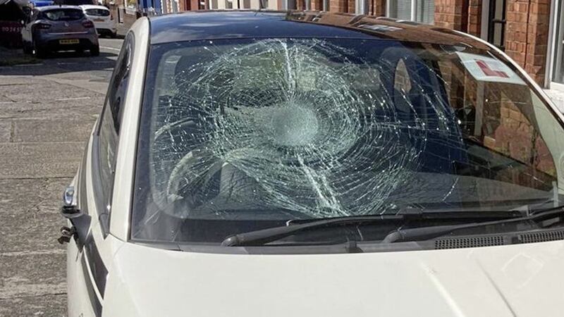 Damage caused to the couple&#39;s car in east Belfast 