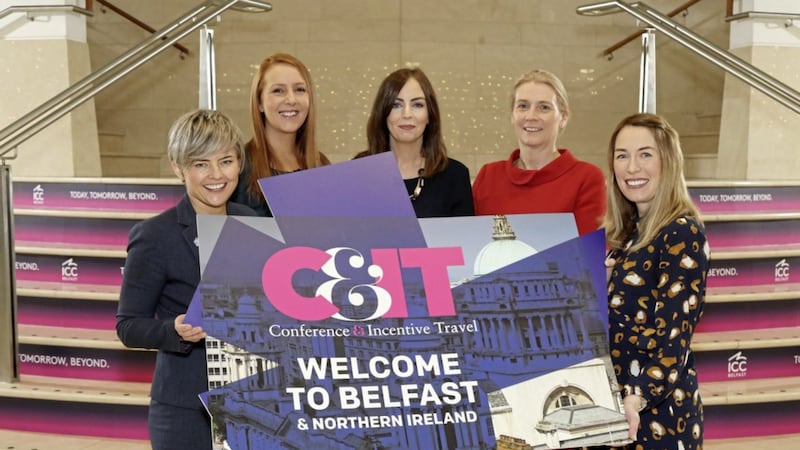 WINNING FORMULA: Announcing Belfast as the official destination for the 2019 Conference and Incentive Travel (C&amp;IT) Agency Forum are (from left) Oonagh O&rsquo;Reilly (ICC Belfast), Laura Cowan (Titanic Belfast), Rachael McGuickin (Visit Belfast), Catriona Lavery (Hastings Hotels) and Eimear Callaghan (Tourism NI) 