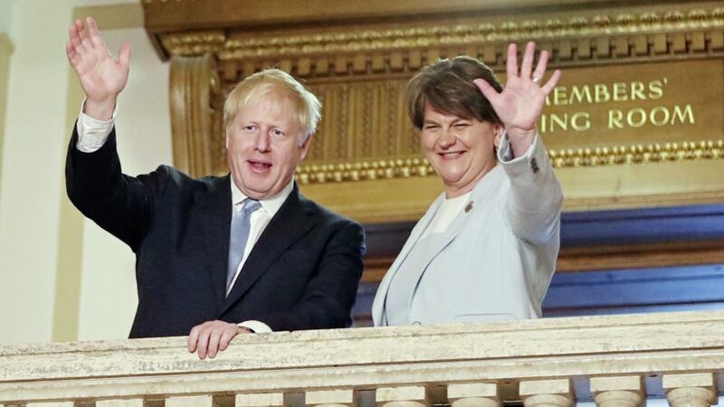 Prime minister Boris Johnson and DUP Leader Arlene Foster are opposed to a backstop  