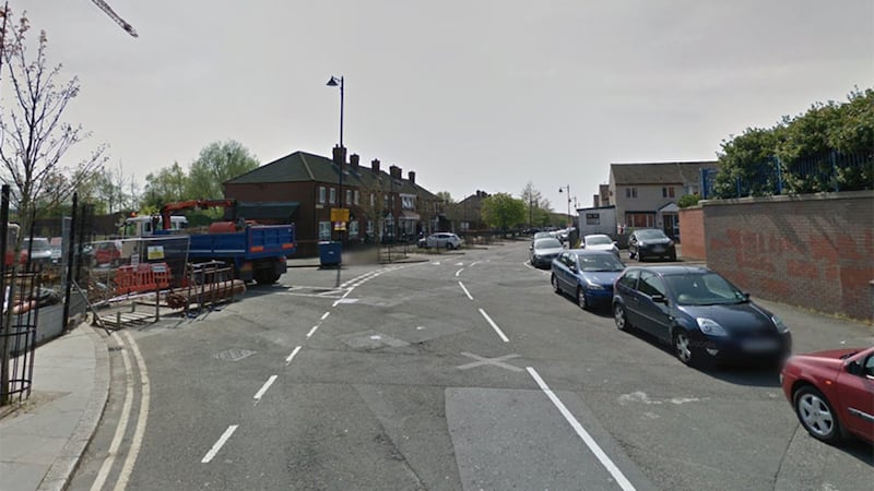 The man was bundled into a car on Denmark Street, north Belfast. Picture: Google Maps