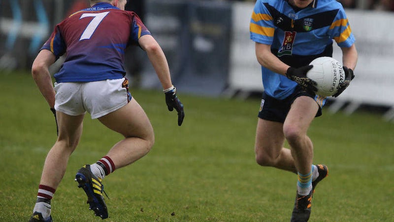 Monaghan&#39;s Conor McCarthy in action for UCD during the Sigerson Cup weekend, where he helped the Dublin university bridge a 20-year gap from their last success. It was part of a busy weekend that saw him play three games in three days. Picture by Hugh Russell 