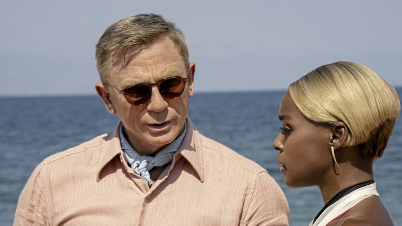 Daniel Craig as Detective Benoit Blanc and Janelle Mon&aacute;e as Andi in Glass Onion: A Knives Out Mystery 