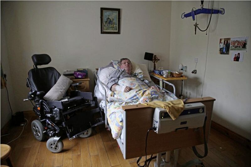 Paraplegic pensioner Noel McCaffrey is house bound most of the week. He is concerned about the impact of a Twelfth parade on his care workers accessing his home Picture by Hugh Russell. 