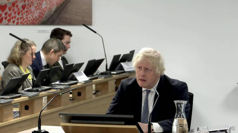 Former prime minister Boris Johnson giving evidence at the inquiry