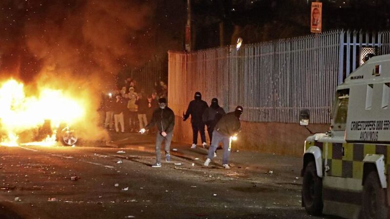Police came under sustained petrol bomb attack in Derry on Thursday night. Picture by Niall Carson/PA Wire 