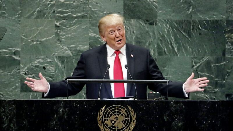 President Donald Trump addresses the United Nations General Assembly at UN headquarters. Picture by Richard Drew/AP Photo 