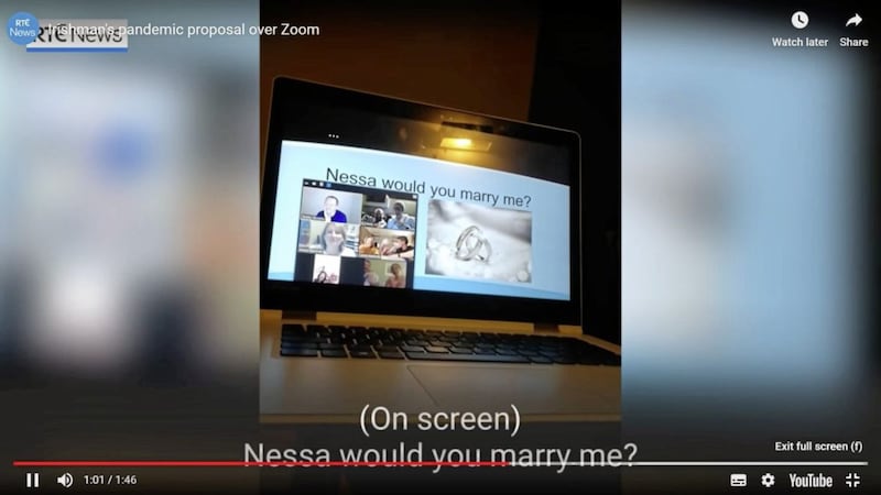 `Nessa would you marry me?&#39; flashed up on screen 