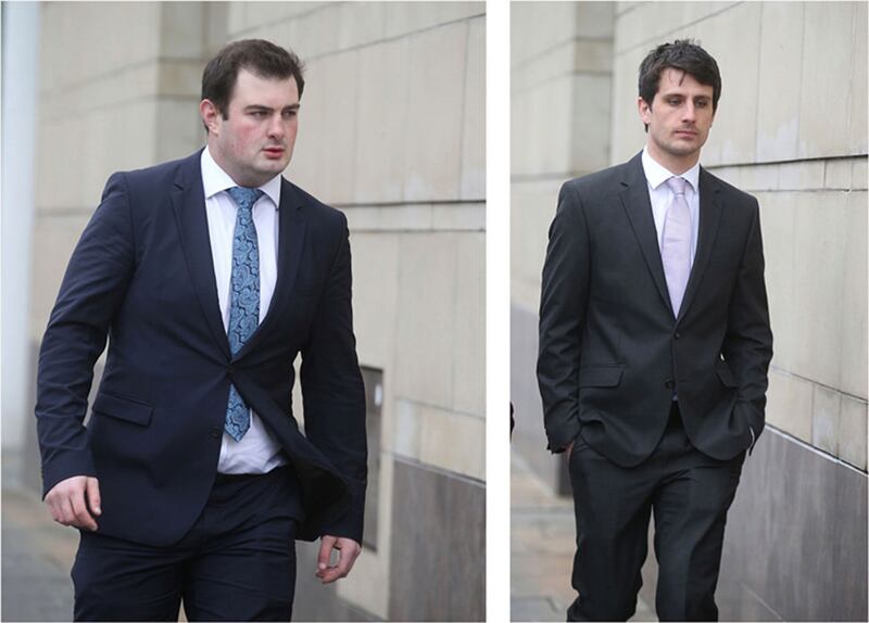 &nbsp;Rory Harrison (left) and Blane McIlroy arriving at court this morning. Pictures by Hugh Russell