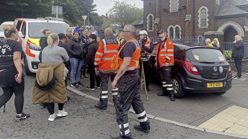 Teams of volunteers came together in north Belfast on Tuesday night to search for missing schoolboy Noah Donohoe (14). Picture by Hugh Russell
