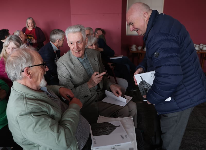 Photographer Bill Kirk during his book launch in West Belfast on Friday.
PICTURE COLM LENAGHAN