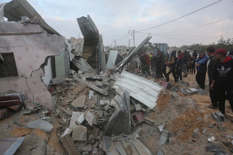 A house destroyed in an Israeli strike in Rafah, Gaza Strip (Hatem Ali/AP)