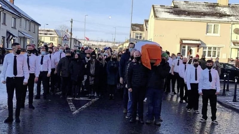 A large crowd followed the funeral cortege of Derry republican, Eamon McCourt.  