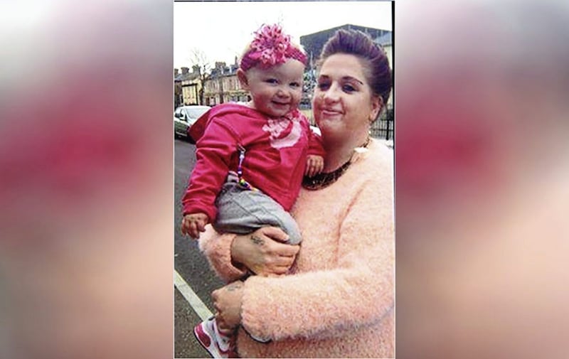 Fiona McNally, who died on Saturday, pictured with one of her children, Lexie, who is now four