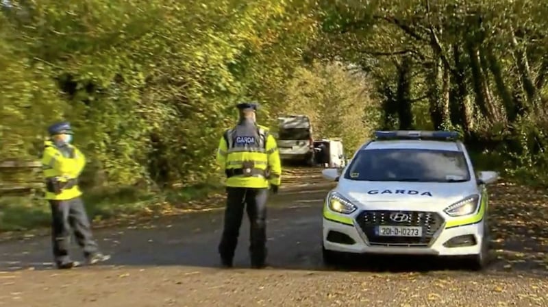 Garda&iacute; at the scene near Kanturk in north Co Cork. Picture from RT&Eacute; 
