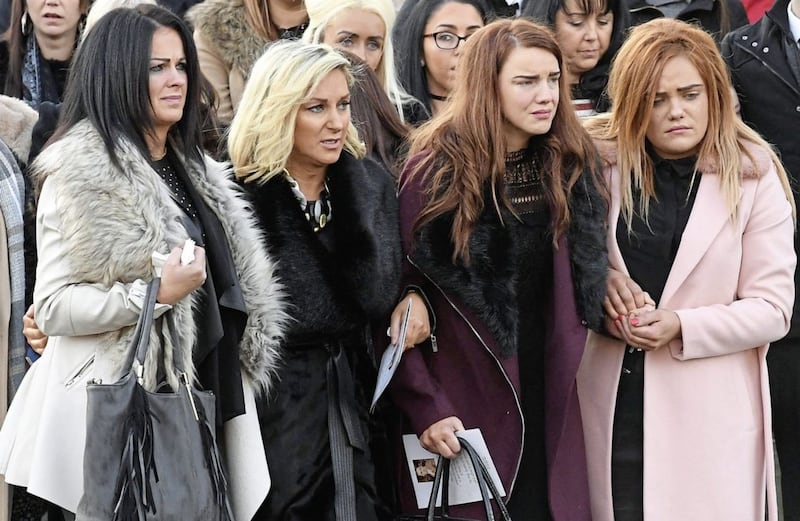 Mourners at the funeral of Kevin Kearney in north Belfast. Picture by Justin Kernoghan 