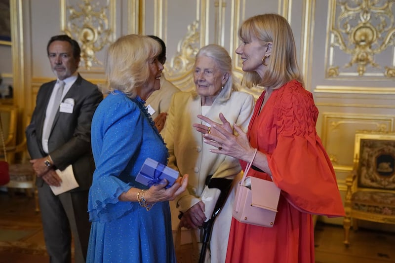 The Queen speaks to Joely Richardson, right, and Vanessa Redgrave, second right, during a reception at Windsor Castle 