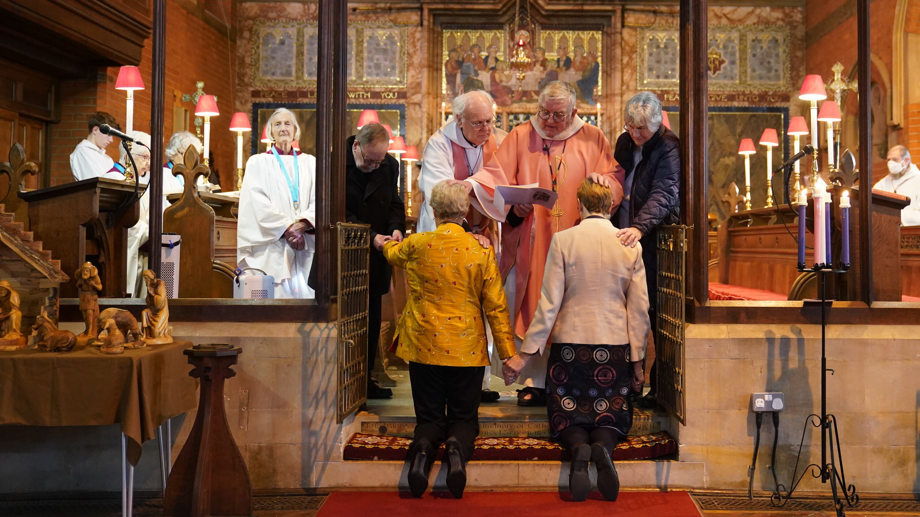 Catherine Bond (left) and Jane Pearce were blessed at St John the Baptist Church in Felixstowe, Suffolk, after the use of prayers of blessing for same-sex couples in Church of England services were approved by the House of Bishops