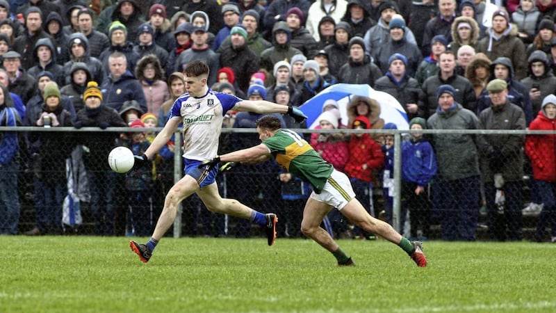 Monaghan will hope for another big performance from Niall Kearns against Kerry this Sunday after his excellent showing in Croke Park against Kildare.<br /> Pic Seamus Loughran
