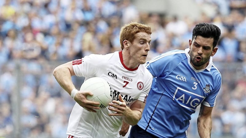 Tyrone&#39;s Peter Harte in action against Dublin&#39;s Cian O&#39;Sullivan in the All-Ireland Senior Championship semi-final in 2017. Picture by Philip Walsh. 