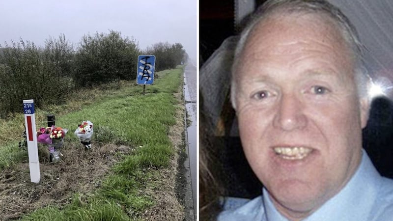Murdered prison officer David Black, and left, IRA graffiti daubed on a motorway sign close to where he was killed 