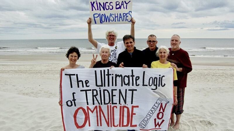 Seven Catholic &#39;Plowshares&#39; activists face prison after mounting a peaceful protest at the world&#39;s largest nuclear submarine base. They are Elizabeth McAlister, Fr Steve Kelly SJ, Carmen Trotta, Clare Grady, Martha Hennessy, Mark Colville and Patrick O&#39;Neill 