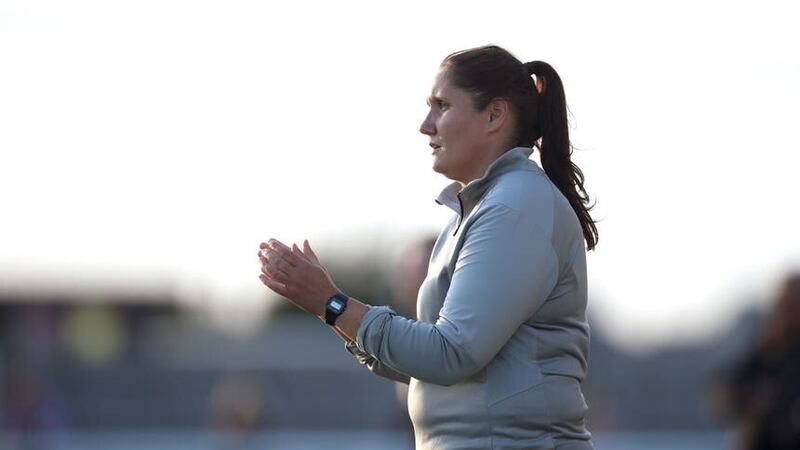 Forest Green’s new caretaker head coach Hannah Dingley on the touchline (Simon Marper/PA)