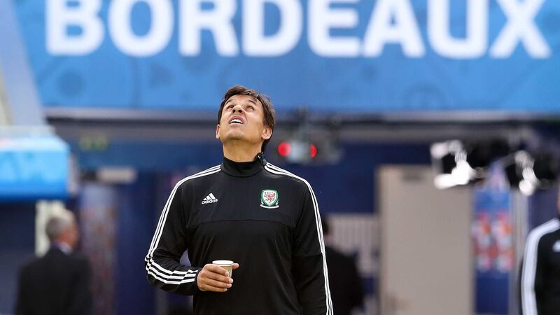 &nbsp;Wales&nbsp;manager Chris Coleman, during a training session at the Stade de Bordeaux.&nbsp;