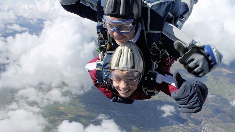 Clodagh Dunlop enjoyed a skydive on the one-year anniversary of having had a massive brain-stem stroke to celebrate being on the road to recovery 
