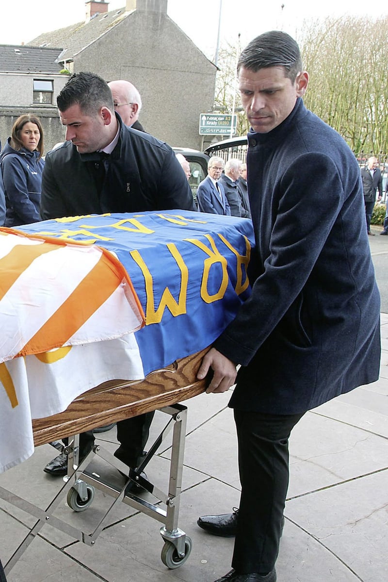 Patrick says his final farewell to his father in February 2019 