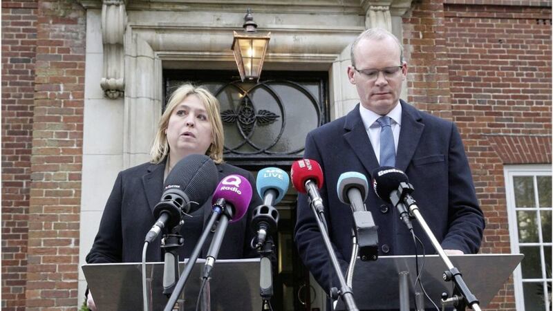 Karen Bradley and Simon Coveney announce a fresh round of talks. Picture by Hugh Russell 