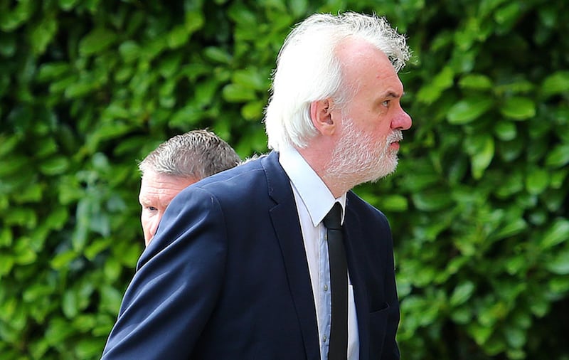 Tim McGarry at the funeral of former Cliftonville manager Tommy Breslin. Picture by Mal McCann&nbsp;