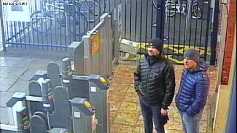 A CCTV image of Russian nationals Ruslan Boshirov and Alexander Petrov 