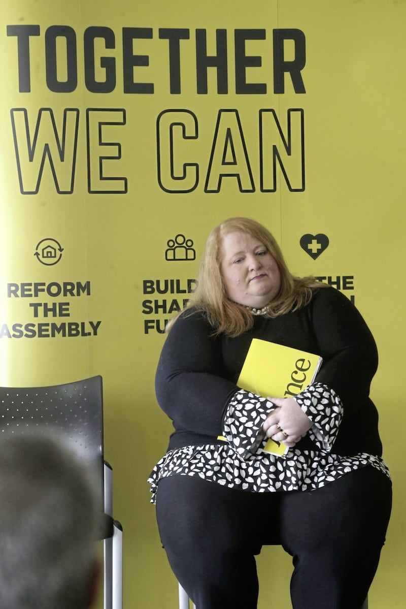 Alliance party leader Naomi Long at the launch of their manifesto.Picture by Hugh Russell. 