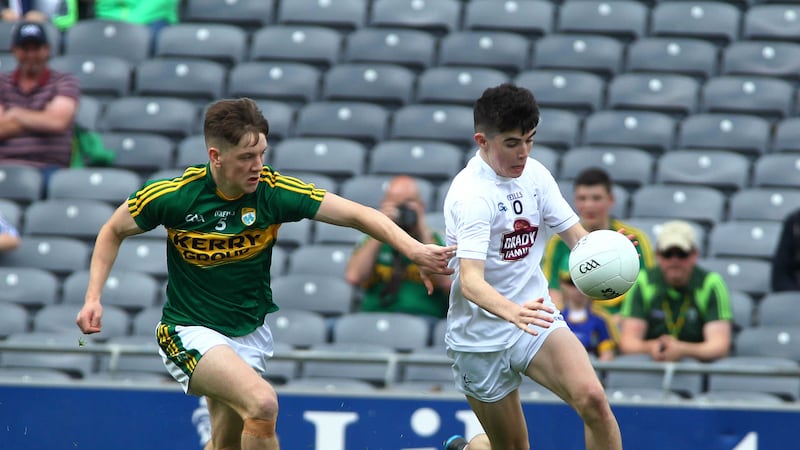 Kildare's Jack Robinson &nbsp;gets away from Kerry's Michael Potts in last Sunday's All-Ireland MFC semi-final at Croke Park <br />Picture by Seamus Loughran&nbsp;