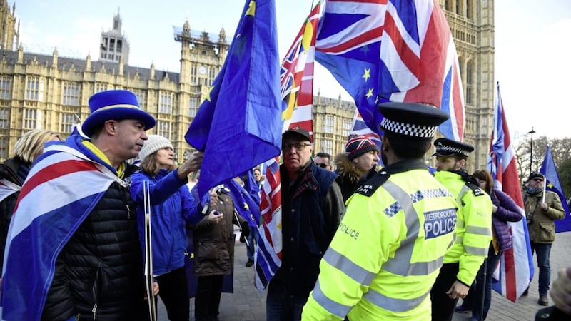 Anti-Brexit protester Steve Bray, pictured left, has a heated discussion with pro-Brexit supporters outside Parliament in Westminster this week. Police have been &quot;briefed to intervene appropriately&quot; if the law is broken after Tory MP Anna Soubry accused them of ignoring abuse hurled at politicians and journalists. Picture by Kirsty O&#39;Connor/PA Wire 