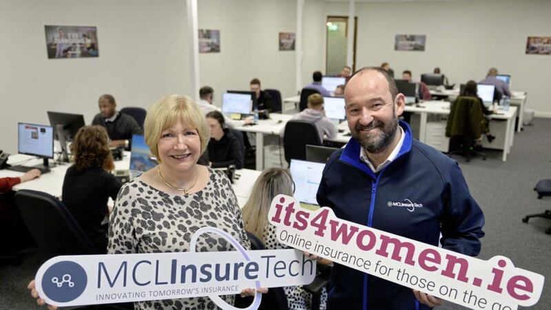 HEADING SOUTH: MCL InsureTech managing director Gary McClarty with MCL Insurance Services (Ireland) Ltd managing director Jean Hellewell 